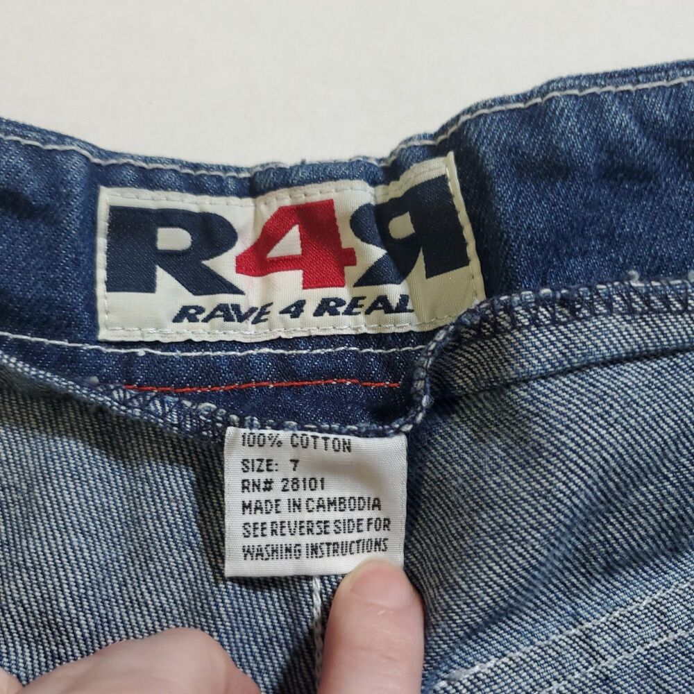 Vintage Rave 4 Real Cargo Jeans Size 7 Blue Y2K Baggy Utility Drawstring Womens - Picture 9 of 10